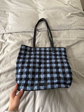 Vera Bradley Quilted Plaid Tote - Light Blue & Black